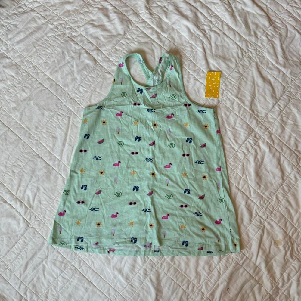 Rumi + Ryder girls large 12 14 100% cotton Light blue graphic tank top flowy